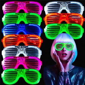 Light Up LED Shutter Glasses for Kids and Adults, 3 Lighting Modes, Reusable Glow-in-the-Dark Party glasses for Birthdays, Weddings, Festivals and Parties – Random Color